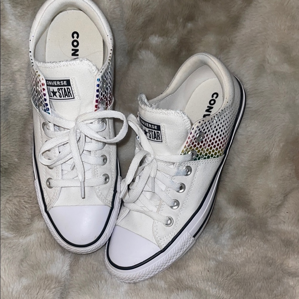 Converse White Sneakers with Multicolor Accents